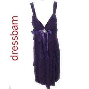 Purple V Neck Sleeveless Midi Dress